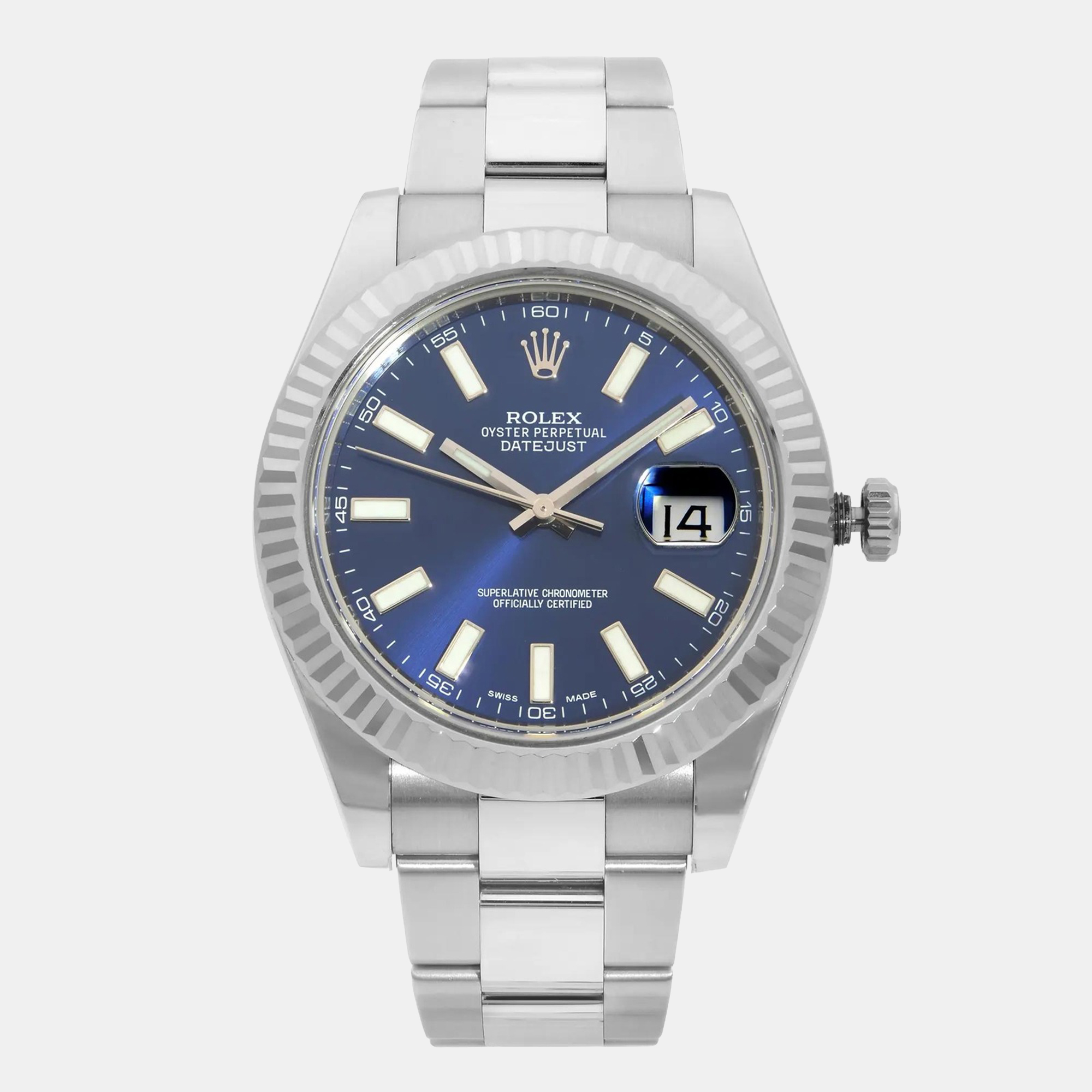 Rolex Datejust II 116334 Automatic Blue Dial Stainless Steel 18k White Gold Men's Wristwatch
Rolex Datejust II 116334 Automatic Blue Dial Stainless Steel 18k White Gold Men's Wristwatch