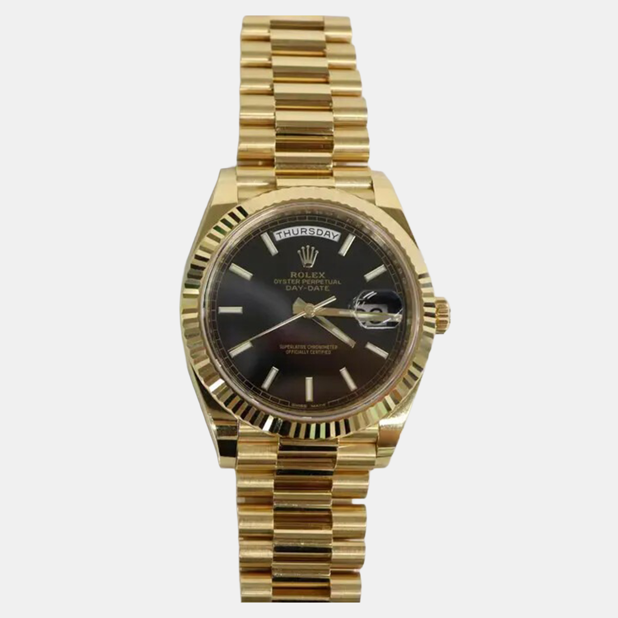 Rolex Day-Date 228238 Automatic Black Dial 18k Yellow Gold Men's Wristwatch
Rolex Day-Date 228238 Automatic Black Dial 18k Yellow Gold Men's Wristwatch