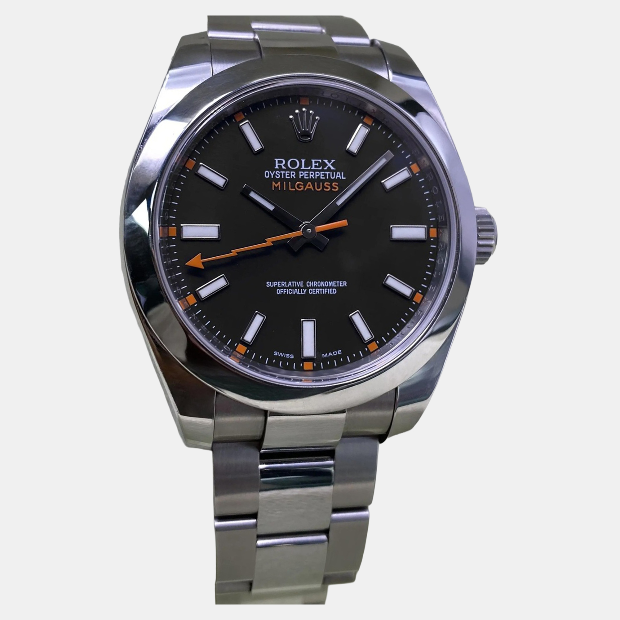 Rolex Milgauss 116400 Automatic Black Dial Stainless Steel Men's Wristwatch
Rolex Milgauss 116400 Automatic Black Dial Stainless Steel Men's Wristwatch