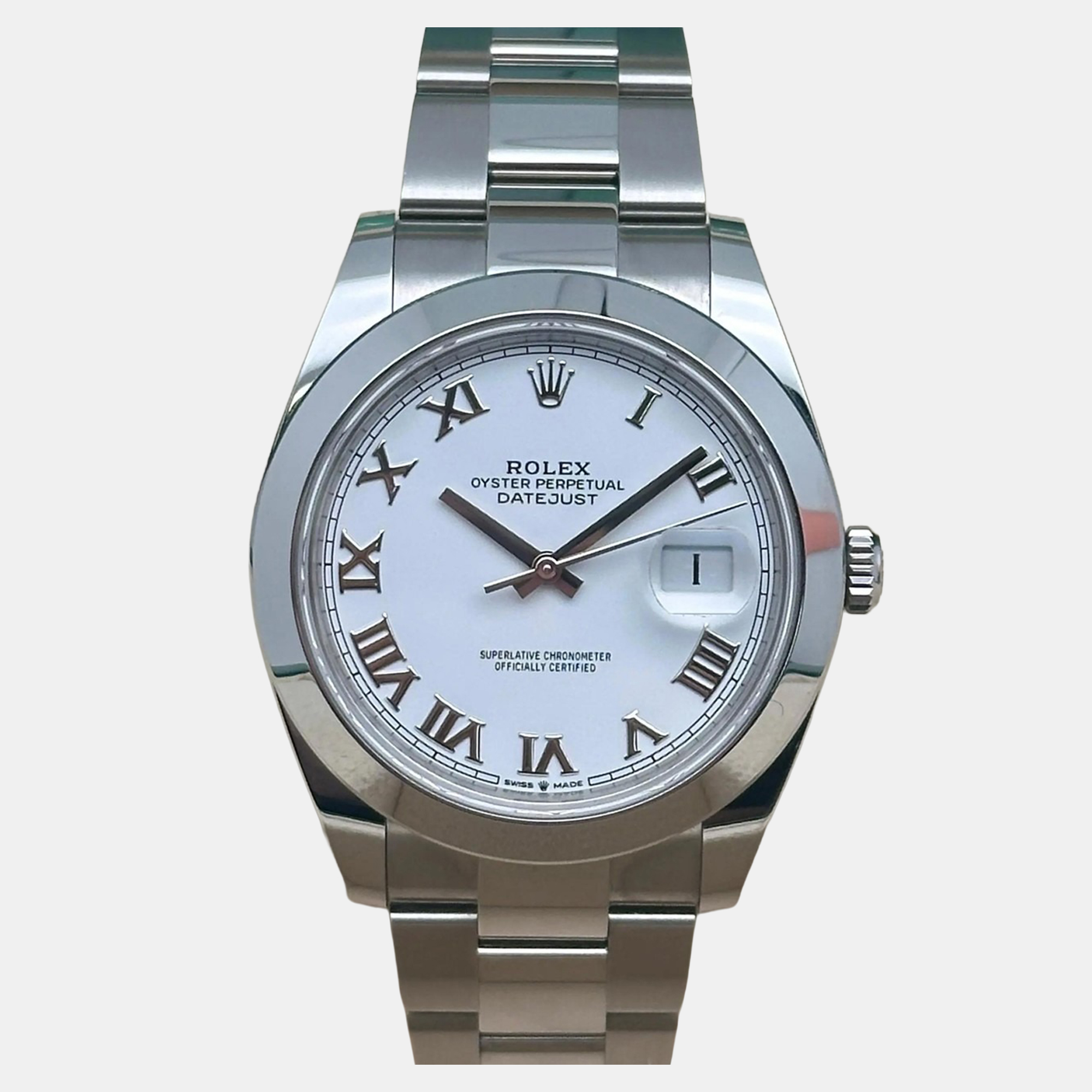 Rolex Datejust 126300 Automatic White Roman Dial Stainless Steel Men's Wristwatch 41 mm
Rolex Datejust 126300 Automatic White Roman Dial Stainless Steel Men's Wristwatch 41 mm