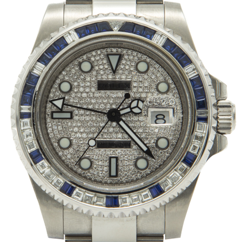 Rolex Gmt Master Fixed Blue Diamond Bezel & Dial Stainless Steel Men's Watch, Silver
Rolex Gmt Master Fixed Blue Diamond Bezel & Dial Stainless Steel Men's Watch, Silver