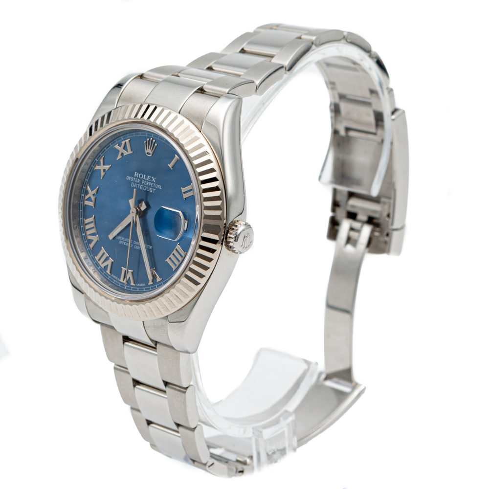 Rolex Datejust II Blue Roman Dial Stainless Steel & White Gold Bezel Men's Watch
Rolex Datejust II Blue Roman Dial Stainless Steel & White Gold Bezel Men's Watch