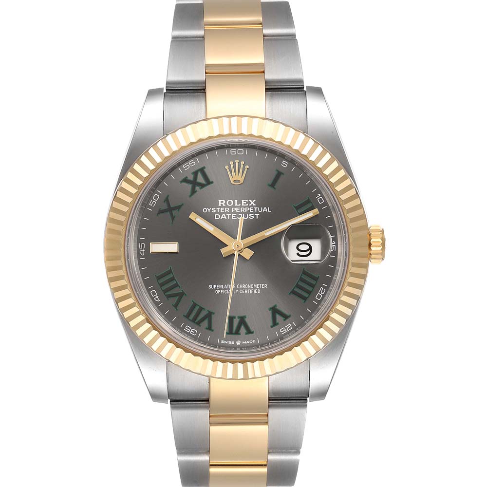 Rolex Grey Stainless Steel 18K Yellow Gold Datejust 126333 Men's Wristwatch 41MM