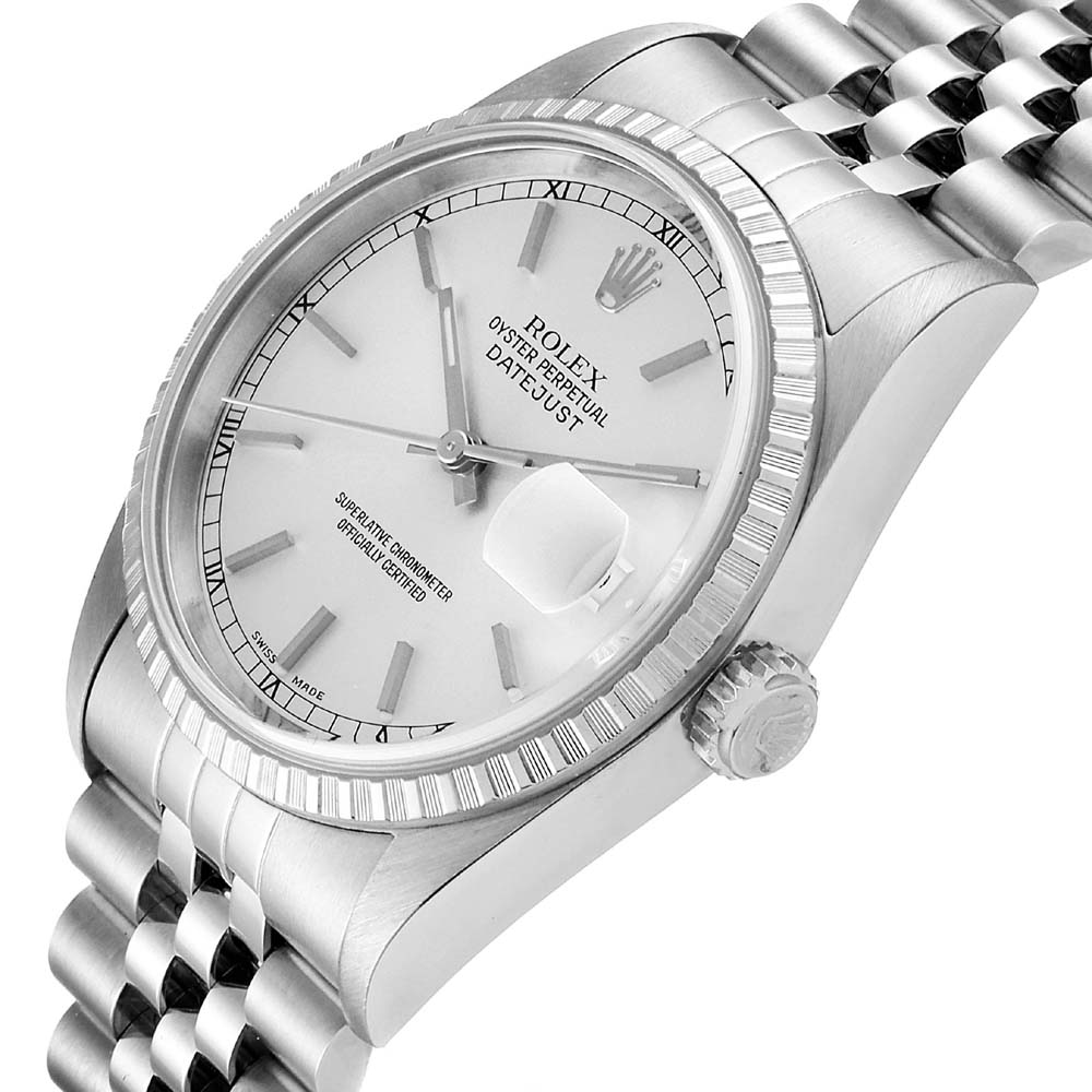 Rolex Silver 18K White Gold And Stainless Steel Datejust Automatic 16220 Men's Wristwatch 36 MM
Rolex Silver 18K White Gold And Stainless Steel Datejust Automatic 16220 Men's Wristwatch 36 MM