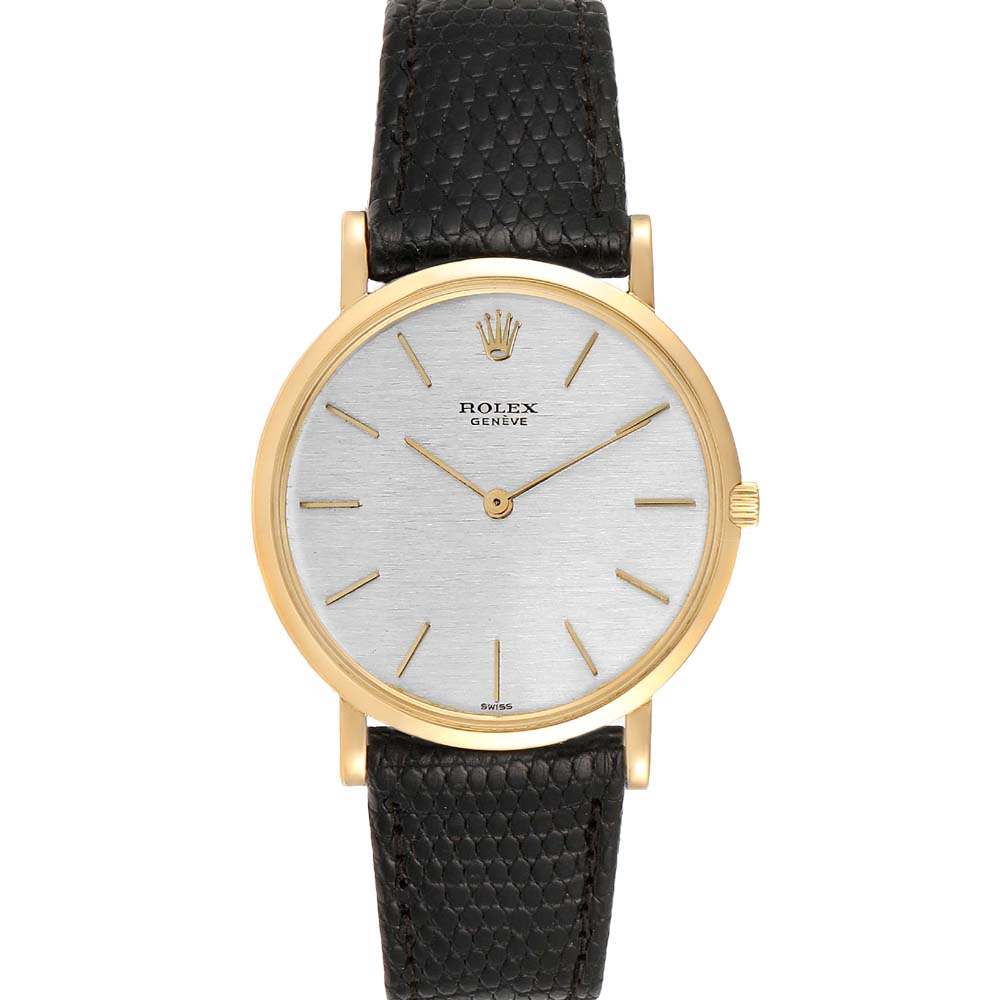 Rolex Silver 18k Yellow Gold Cellini Vintage 9576 Men's Wristwatch 33 MM