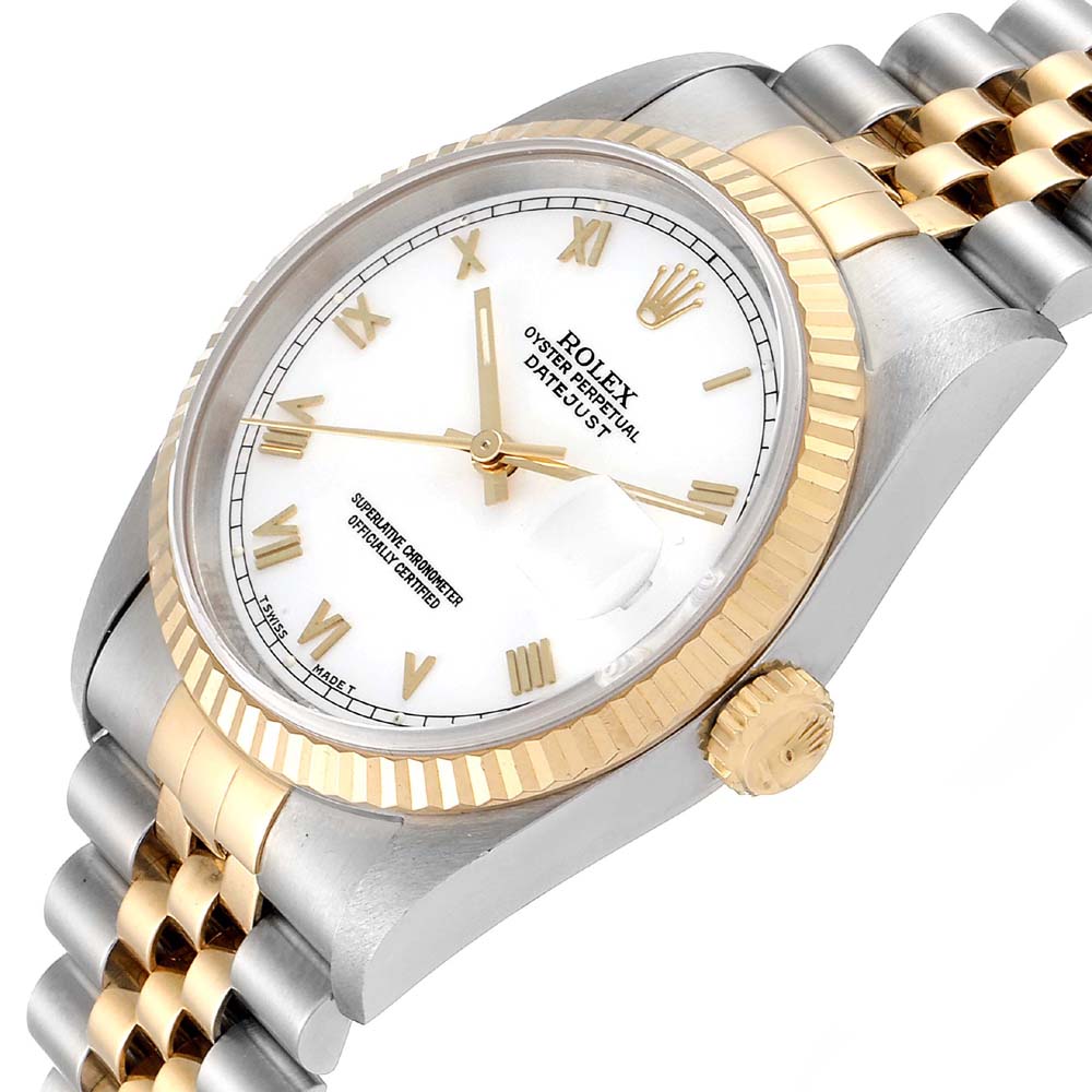 Rolex White 18k Yellow Gold And Stainless Steel Datejust 16233 Men's Wristwatch 36 MM
Rolex White 18k Yellow Gold And Stainless Steel Datejust 16233 Men's Wristwatch 36 MM
