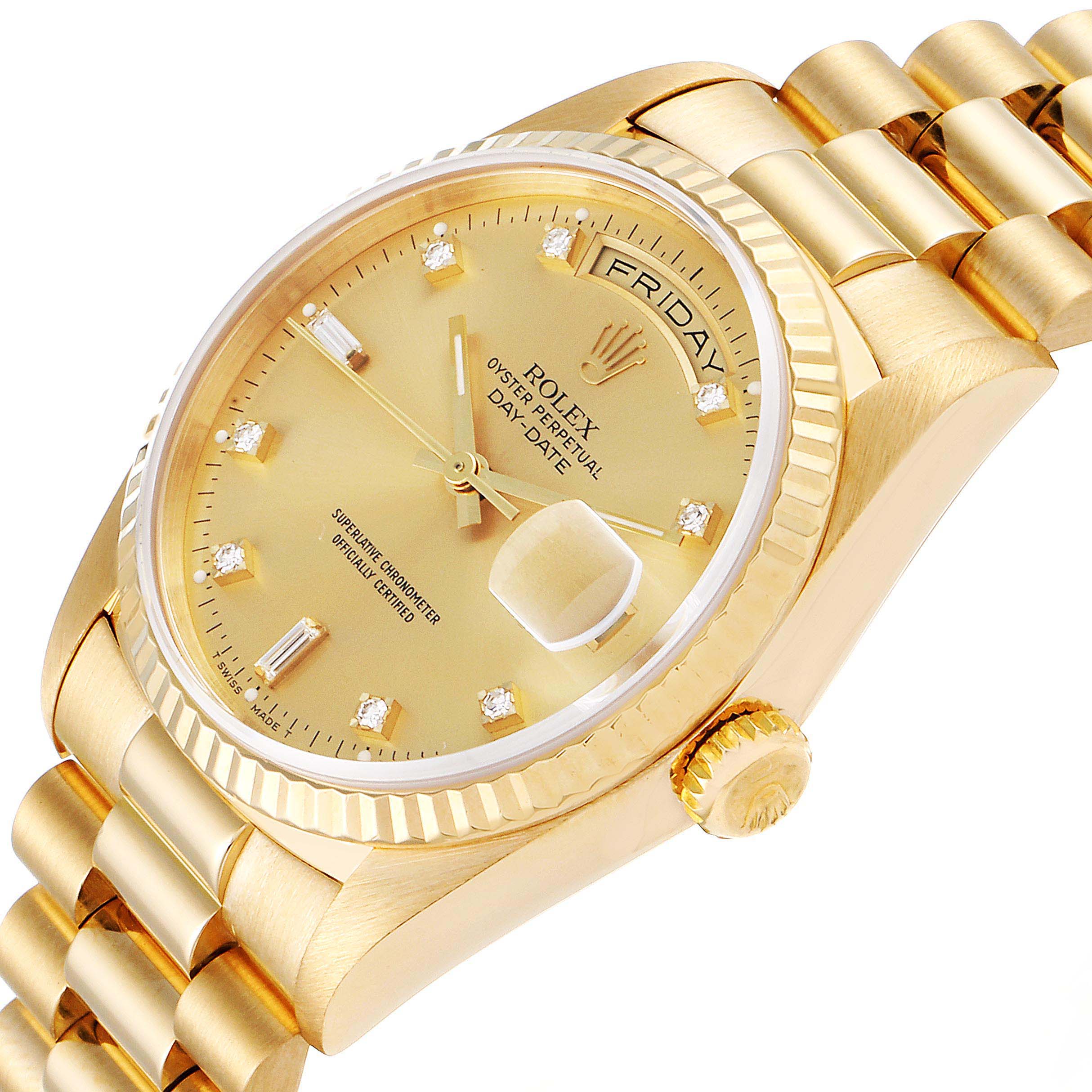 Rolex Champagne Diamonds 18K Yellow Gold President Day-Date 18238 Men's Wristwatch 36 MM
Rolex Champagne Diamonds 18K Yellow Gold President Day-Date 18238 Men's Wristwatch 36 MM