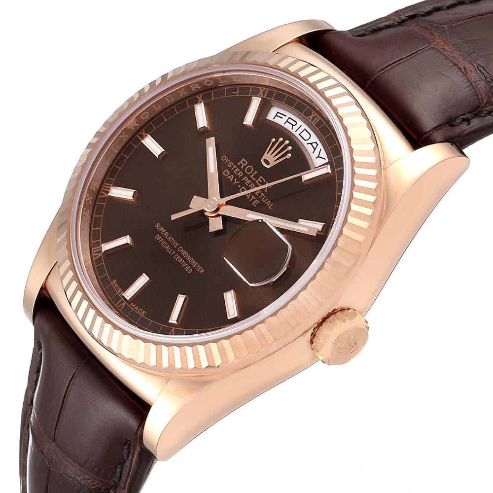 Rolex Brown 18K Rose Gold President Day-Date 118135 Men's Wristwatch 36 MM
Rolex Brown 18K Rose Gold President Day-Date 118135 Men's Wristwatch 36 MM