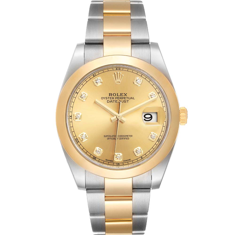 Rolex Champagne Diamonds 18K Yellow Gold And Stainless Steel Datejust 126303 Men's Wristwatch 41 MM