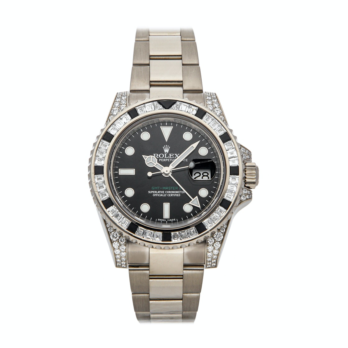 Rolex Black Diamonds 18K White Gold GMT-Master II 116759SANR Men's Wristwatch 40 MM