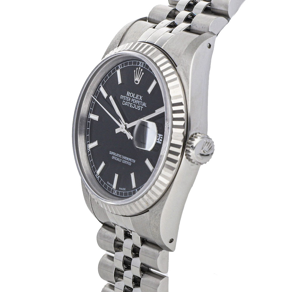 Rolex Black 18K White Gold And Stainless Steel Datejust 116234 Men's Wristwatch 36 MM
Rolex Black 18K White Gold And Stainless Steel Datejust 116234 Men's Wristwatch 36 MM