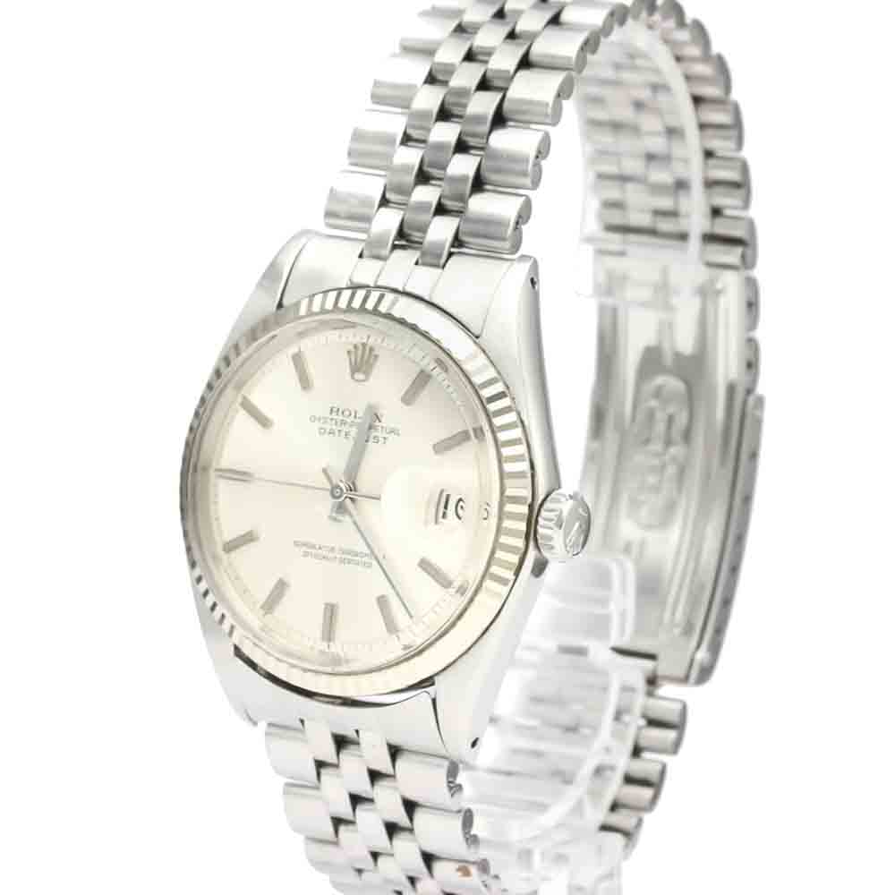 Rolex Silver 18K White Gold And Stainless Steel Datejust 1601 Vintage Automatic Men's Wristwatch 36 MM