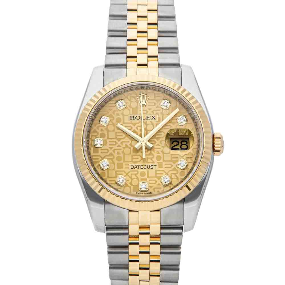 Rolex Champagne Diamonds Yellow Gold And Stainless Steel Datejust 116233 Men's Wristwatch 36 MM