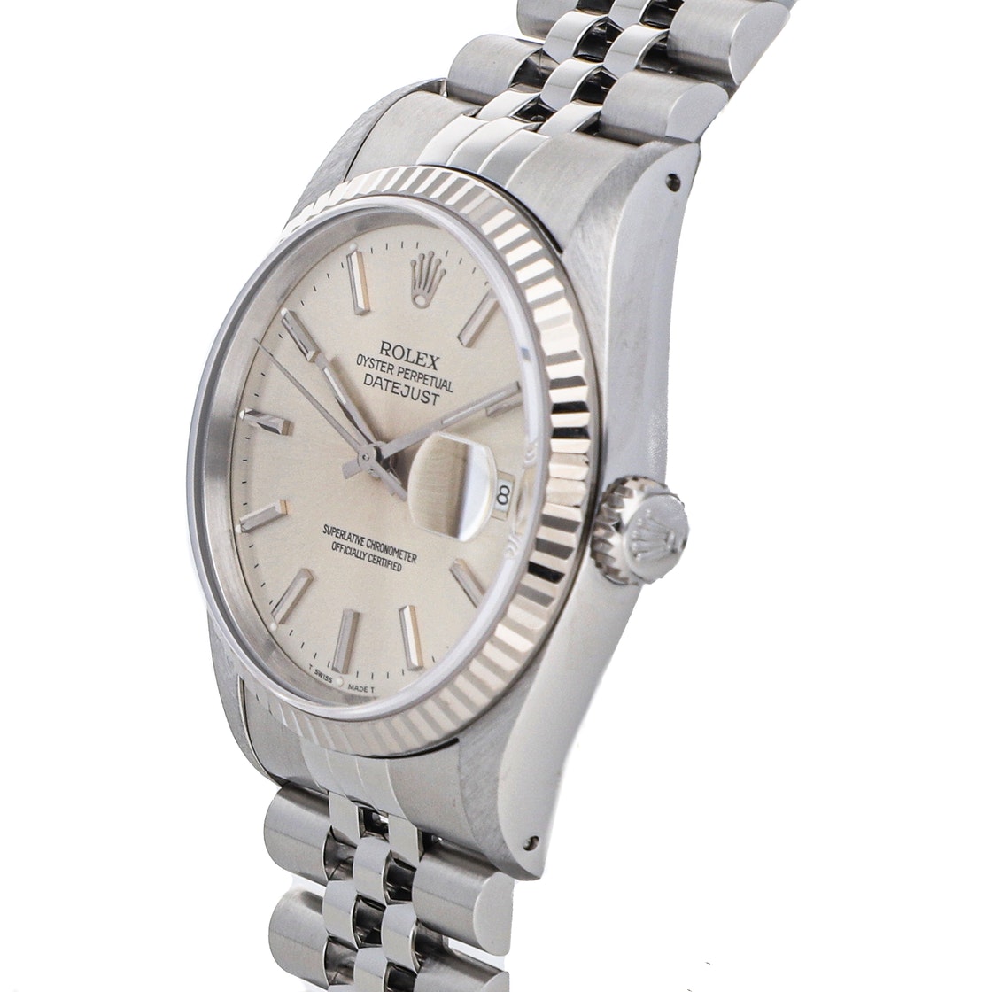 Rolex Silver 18K White Gold And Stainless Steel Datejust 16234 Men's Wristwatch 36 MM
Rolex Silver 18K White Gold And Stainless Steel Datejust 16234 Men's Wristwatch 36 MM