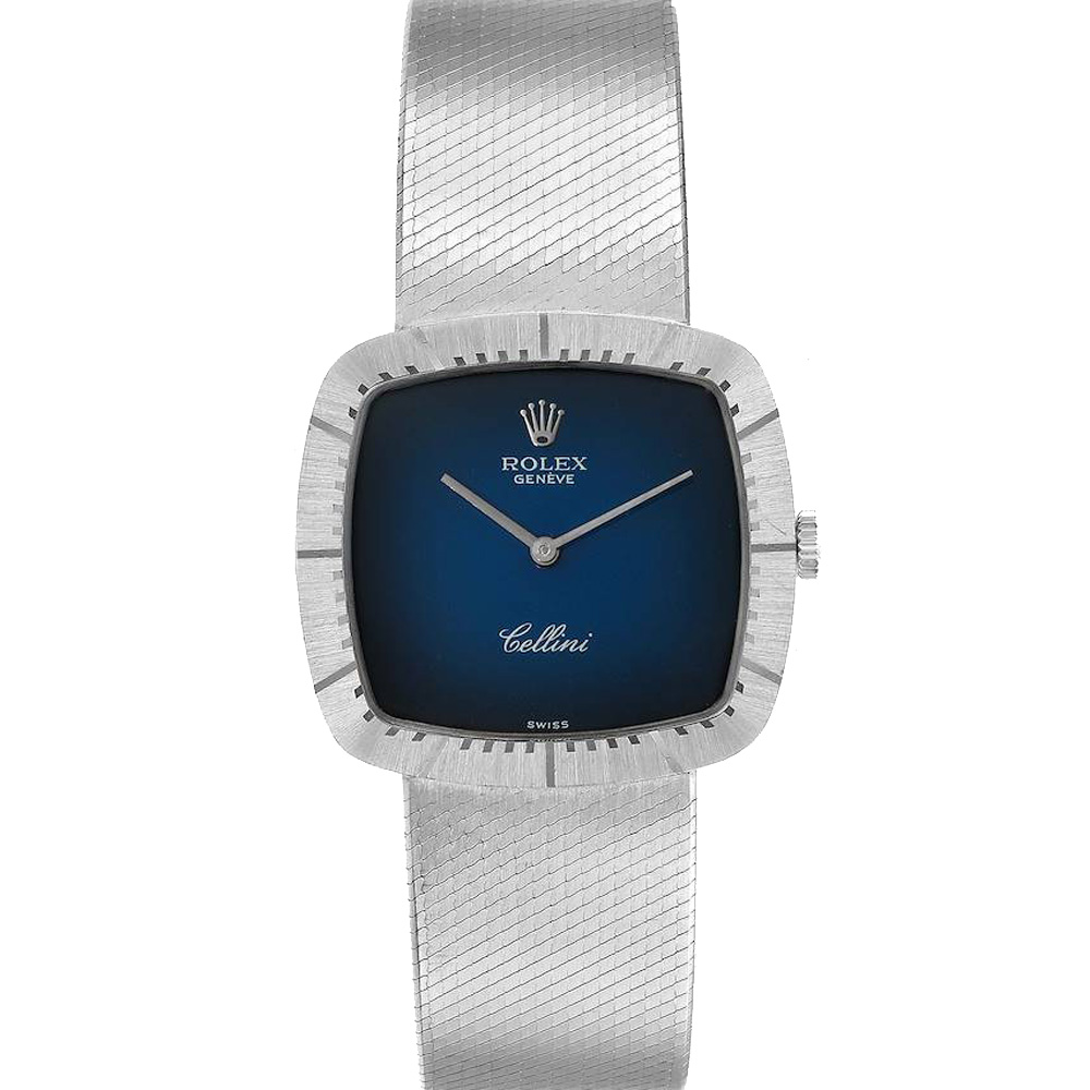 Rolex Blue 18k White Gold Cellini Vintage 4320 Men's Wristwatch 30 x 30 MM