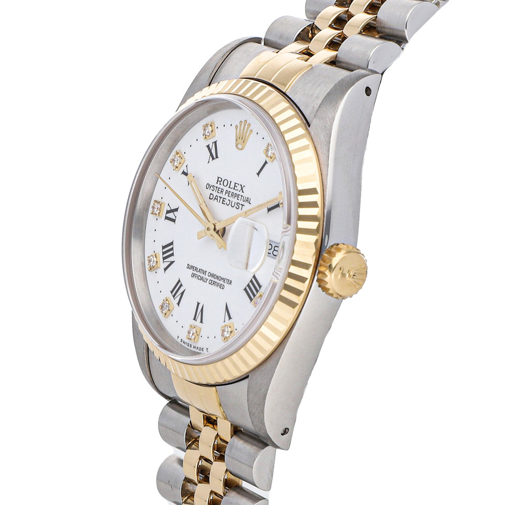 Rolex White Diamonds 18K Yellow Gold And Stainless Steel Datejust 16233 Men's Wristwatch 36 MM
Rolex White Diamonds 18K Yellow Gold And Stainless Steel Datejust 16233 Men's Wristwatch 36 MM