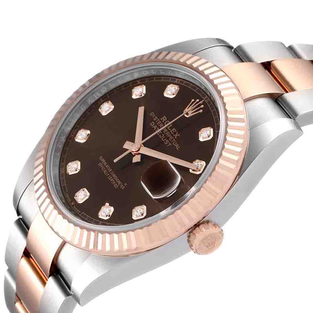 Rolex Brown Diamonds 18K Rose Gold And Stainless Steel Datejust 126331 Men's Wristwatch 41 MM
Rolex Brown Diamonds 18K Rose Gold And Stainless Steel Datejust 126331 Men's Wristwatch 41 MM