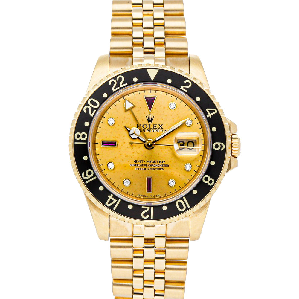 Rolex Champagne 18K Yellow Gold GMT-Master 16758 Men's Wristwatch 40 MM
