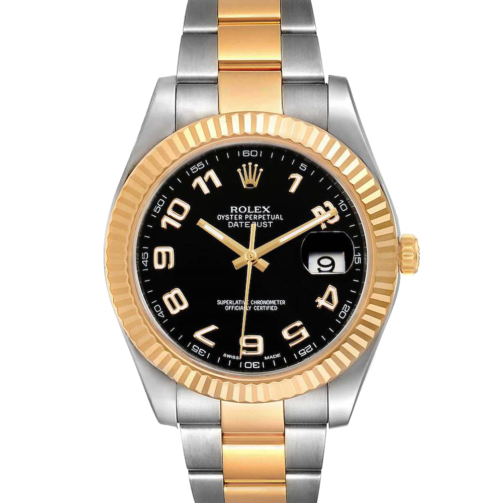 Rolex Black 18K Yellow Gold And Sainless Steel Datejust II 116333 Men's Wristwatch 41 MM