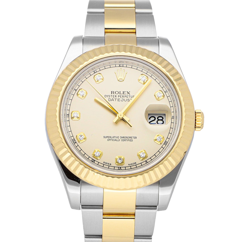 Rolex Ivory Diamonds 18K Yellow Gold And Stainless Steel Datejust II 116333 Men's Wristwatch 41 MM