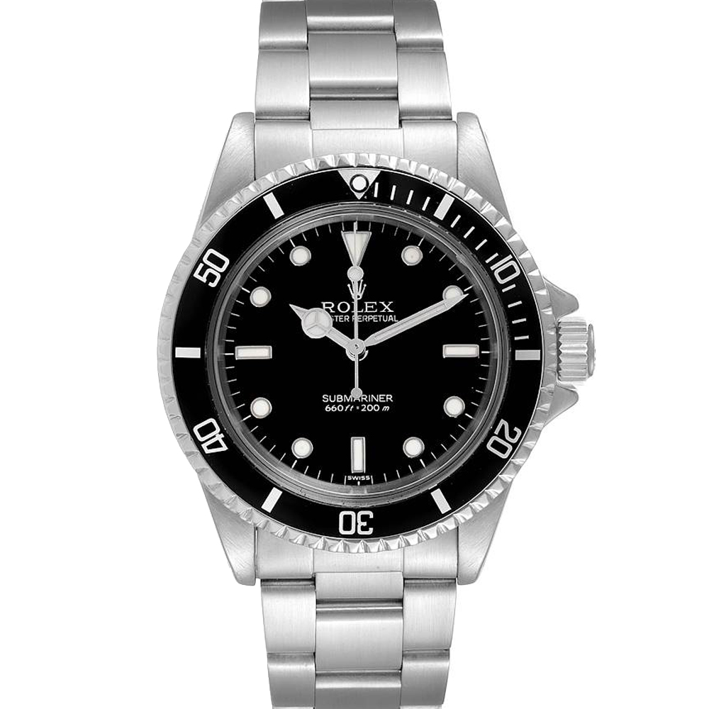 Rolex Black Stainless Steel Submariner Vintage 5513 Men's Wristwatch 40 MM