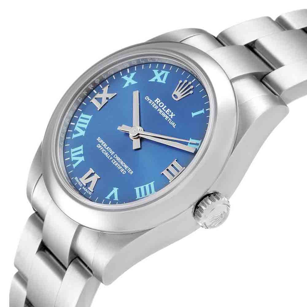 Rolex Blue Stainless Steel Oyster Perpetual 177200 Women's Wristwatch 31 MM
Rolex Blue Stainless Steel Oyster Perpetual 177200 Women's Wristwatch 31 MM