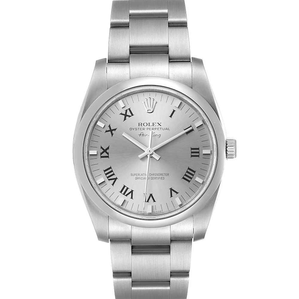 Rolex Grey Stainless Steel Air King 114200 Men's Wristwatch 34 MM