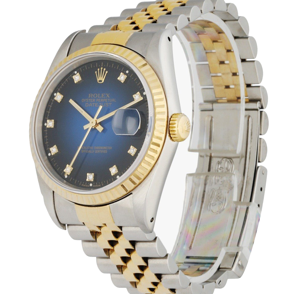Rolex Blue Diamonds 18K Yellow Gold And Stainless Steel Datejust 16233 Men's Wristwatch 36 MM
Rolex Blue Diamonds 18K Yellow Gold And Stainless Steel Datejust 16233 Men's Wristwatch 36 MM