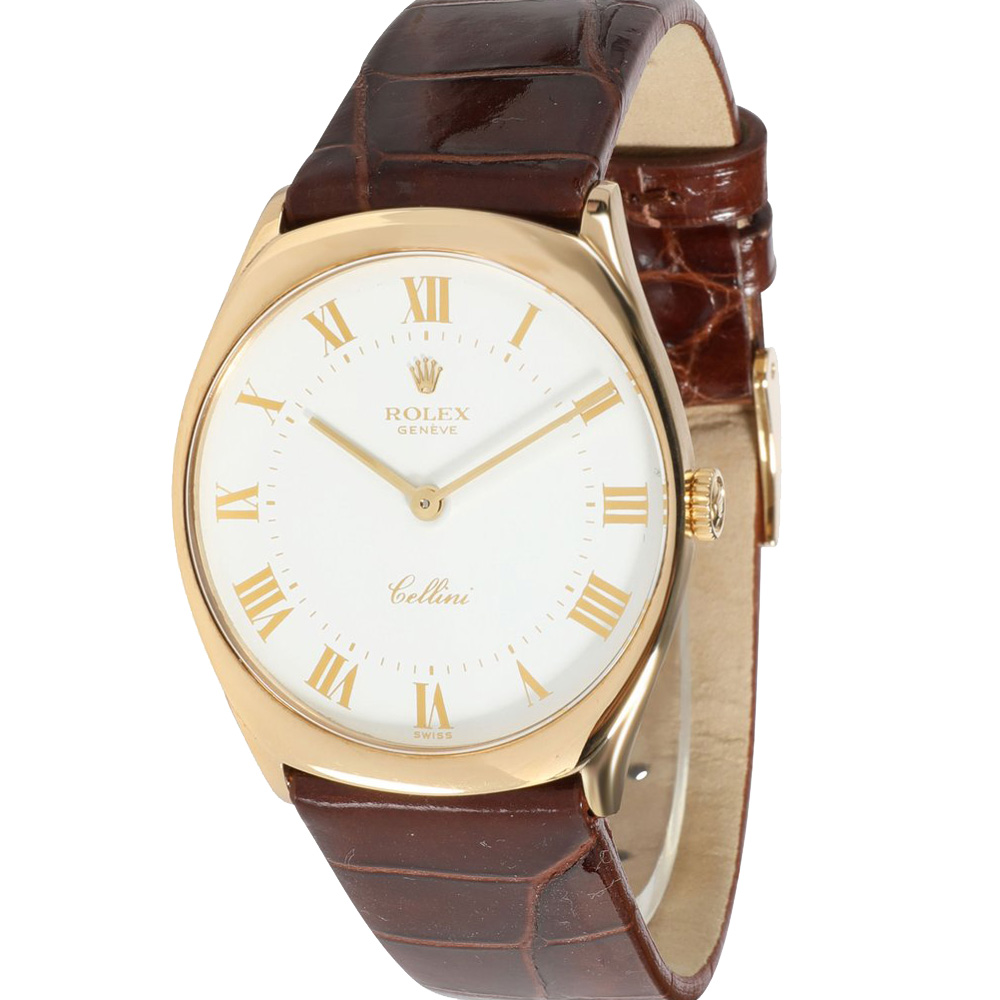 Rolex White 18K Yellow Gold Cellini Danaos 4133/8 Men's Wristwatch 31.5 MM