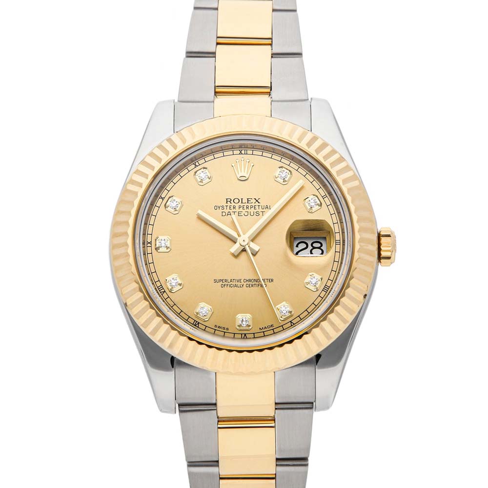 Rolex Champagne Diamonds 18K Yellow Gold And Stainless Steel Datejust II 116333 Men's Wristwatch 41 MM