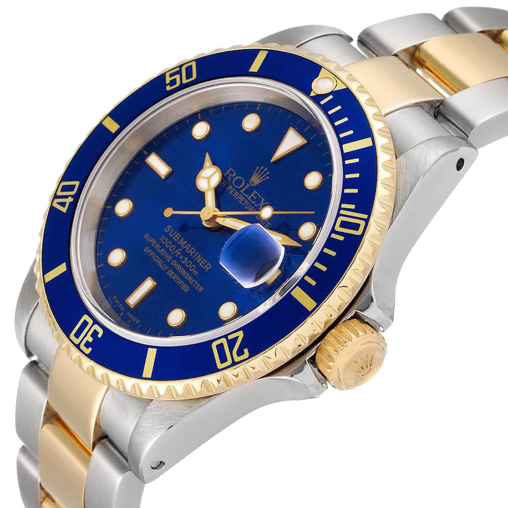 Rolex Blue 18K Yellow Gold And Stainless Steel Submariner 16613 Men's Wristwatch 40 MM
Rolex Blue 18K Yellow Gold And Stainless Steel Submariner 16613 Men's Wristwatch 40 MM