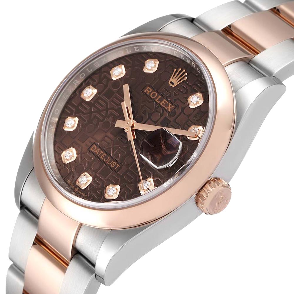 Rolex Brown Diamonds 18K Rose Gold And Stainless Steel Datejust 126201 Men's Wristwatch 36 MM
Rolex Brown Diamonds 18K Rose Gold And Stainless Steel Datejust 126201 Men's Wristwatch 36 MM