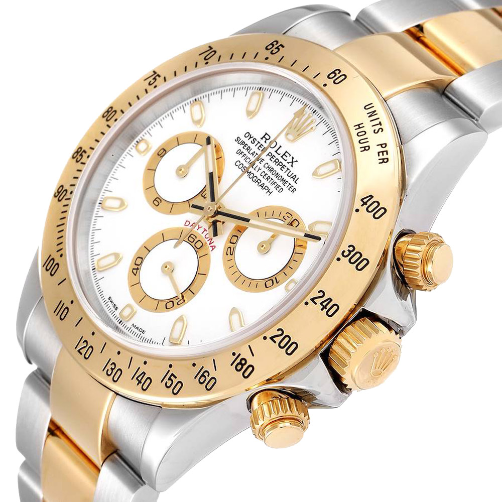 Rolex White 18K Yellow Gold And Stainless Steel Daytona 116523 Men's Wristwatch 40 MM
Rolex White 18K Yellow Gold And Stainless Steel Daytona 116523 Men's Wristwatch 40 MM