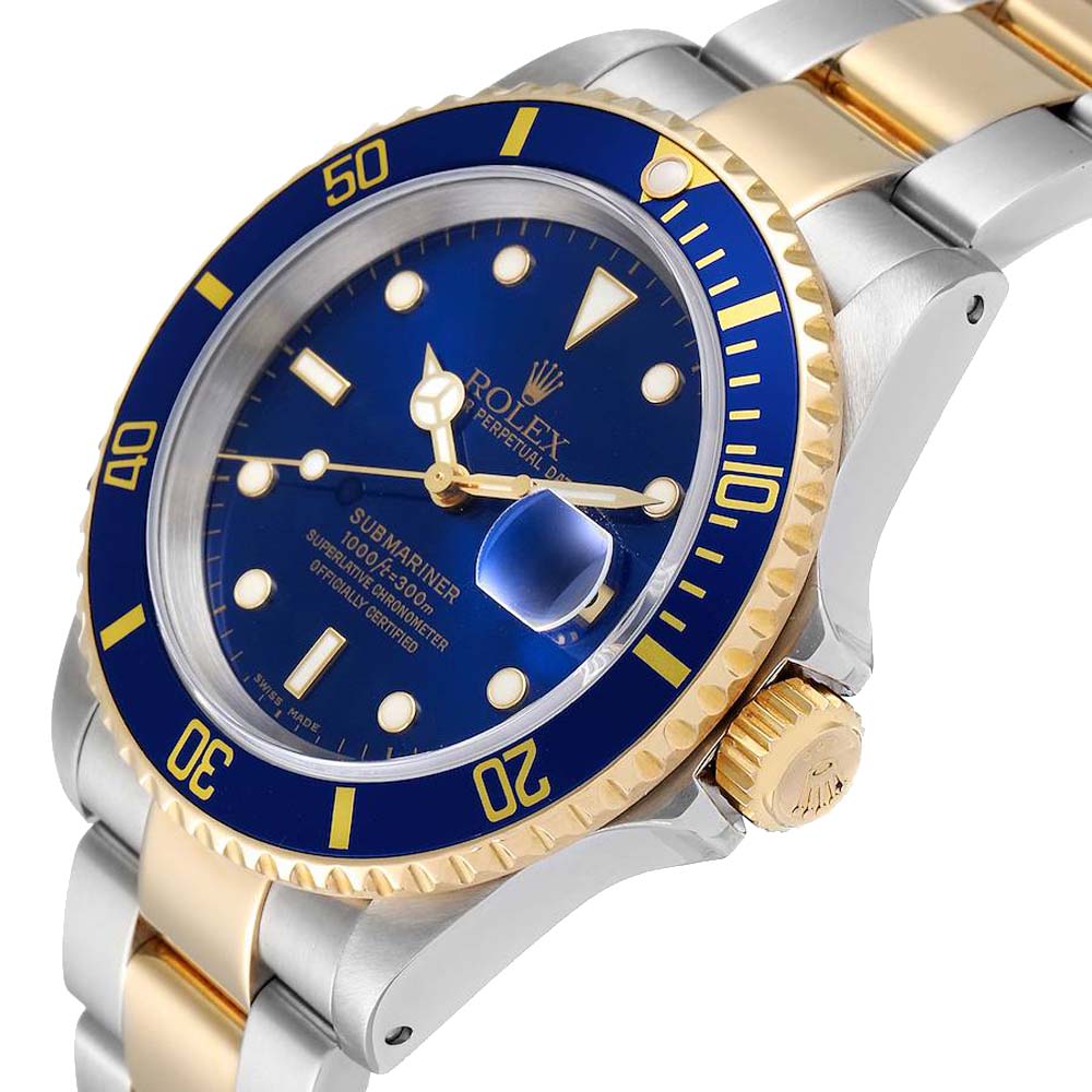 Rolex Blue 18K Yellow Gold And Stainless Steel Submariner 16613 Men's Wristwatch 40 MM
Rolex Blue 18K Yellow Gold And Stainless Steel Submariner 16613 Men's Wristwatch 40 MM