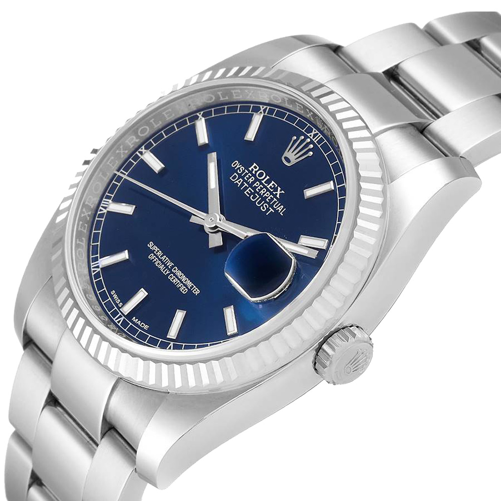 Rolex Blue 18K White Gold And Stainless Steel Datejust 116234 Men's Wristwatch 36 MM
Rolex Blue 18K White Gold And Stainless Steel Datejust 116234 Men's Wristwatch 36 MM