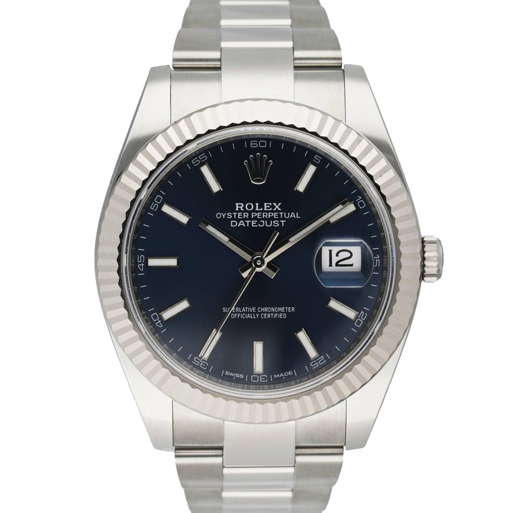 Rolex Blue 18K White Gold And Stainless Steel Datejust 126334 Men's Wristwatch 41 MM