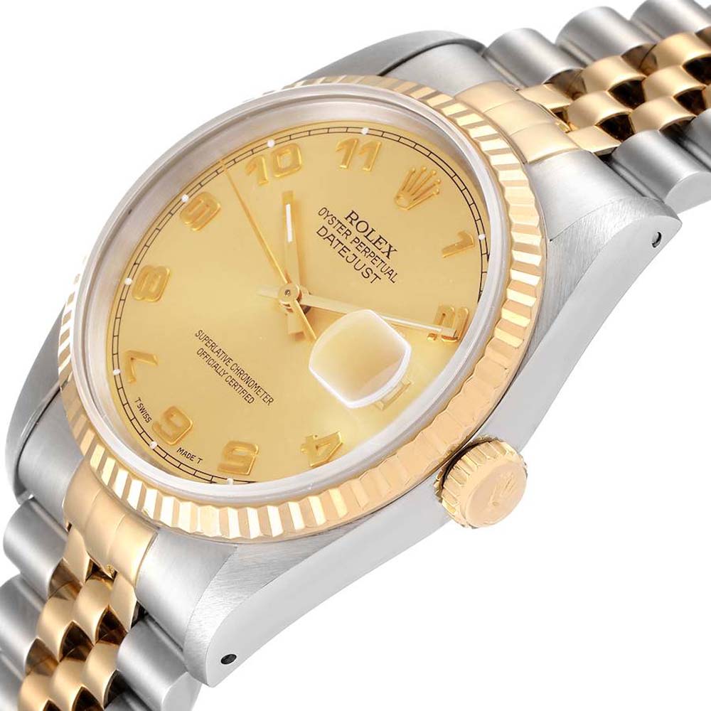 Rolex Champagne 18k Yellow Gold And Stainless Steel Datejust 16233 Men's Wristwatch 36 MM
Rolex Champagne 18k Yellow Gold And Stainless Steel Datejust 16233 Men's Wristwatch 36 MM