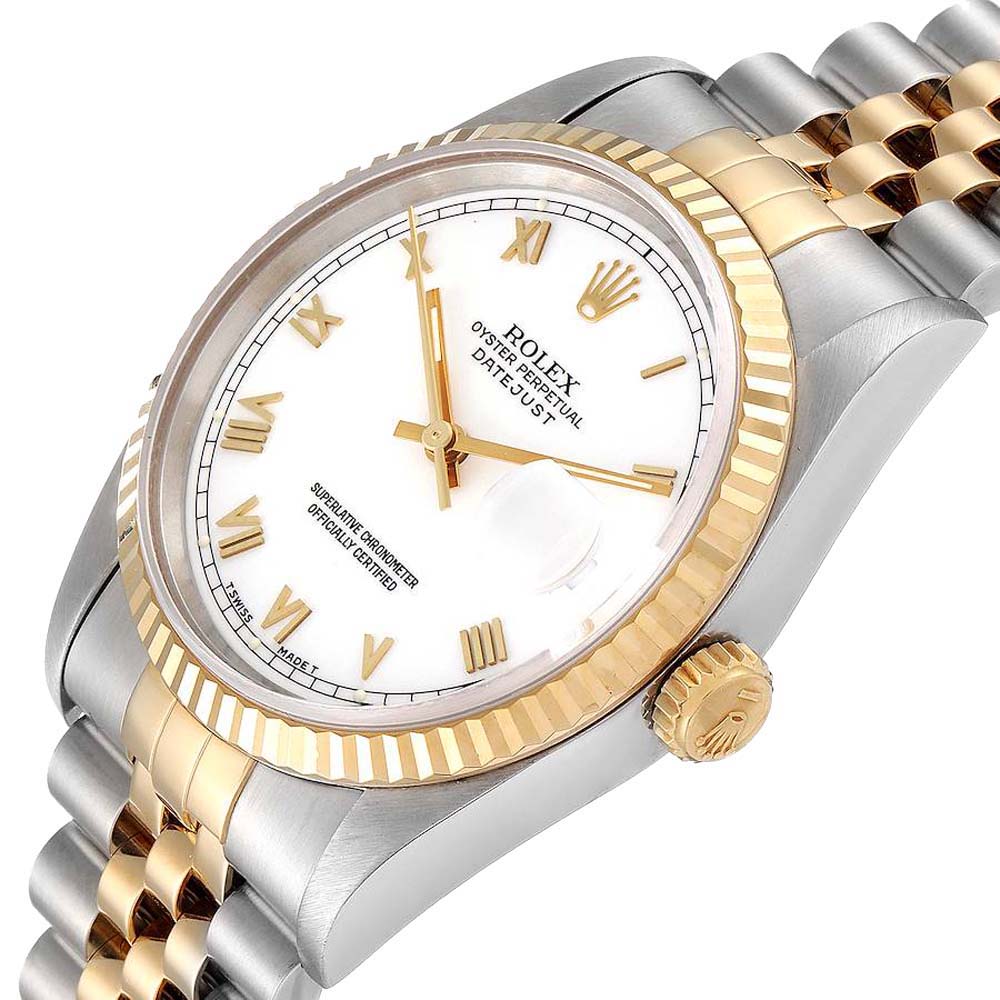 Rolex White 18K Yellow Gold And Stainless Steel Datejust 16233 Men's Wristwatch 36 MM
Rolex White 18K Yellow Gold And Stainless Steel Datejust 16233 Men's Wristwatch 36 MM