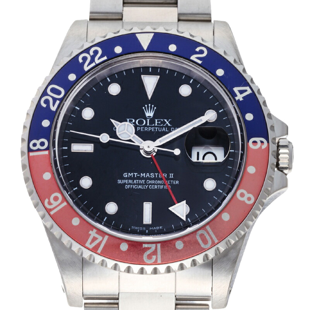 Rolex Black Stainless Steel GMT Master II 16710 Men's Wristwatch 40 MM
