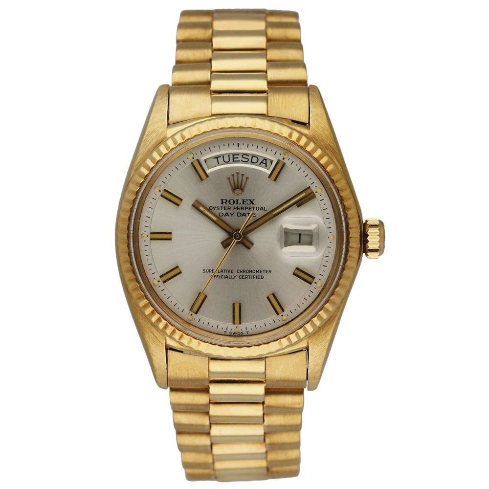 Rolex Silver 18K Yellow Gold Day Date President 1803 Men's Wristwatch 36 MM