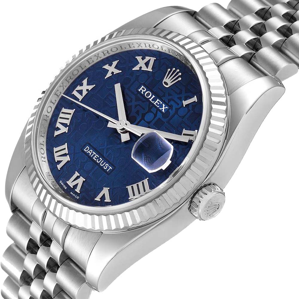 Rolex Blue 18K White Gold And Stainless Steel Datejust 116234 Men's Wristwatch 36 MM
Rolex Blue 18K White Gold And Stainless Steel Datejust 116234 Men's Wristwatch 36 MM