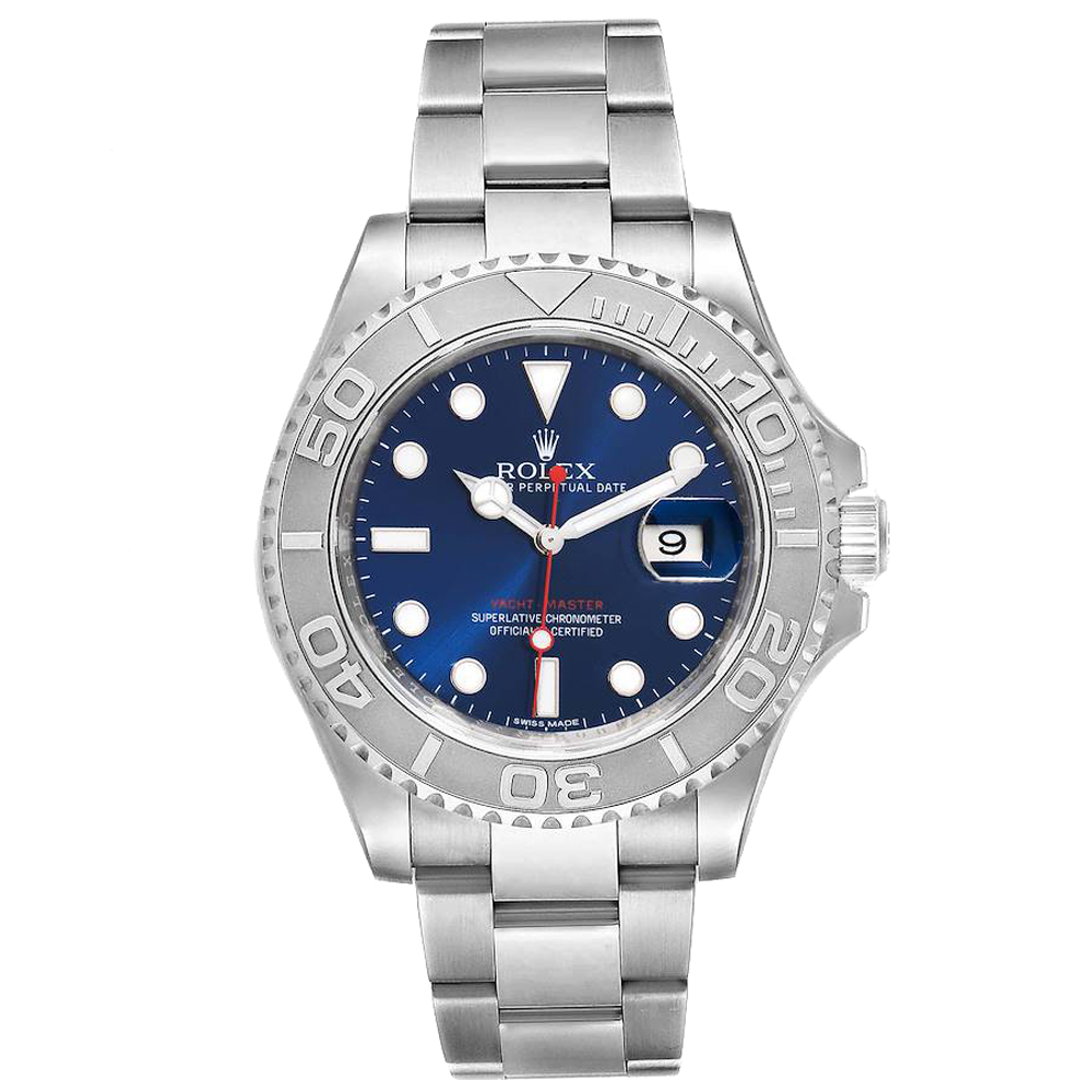 Rolex Blue Platinum And Stainless Steel Yachtmaster 116622 Men's Wristwatch 40 MM