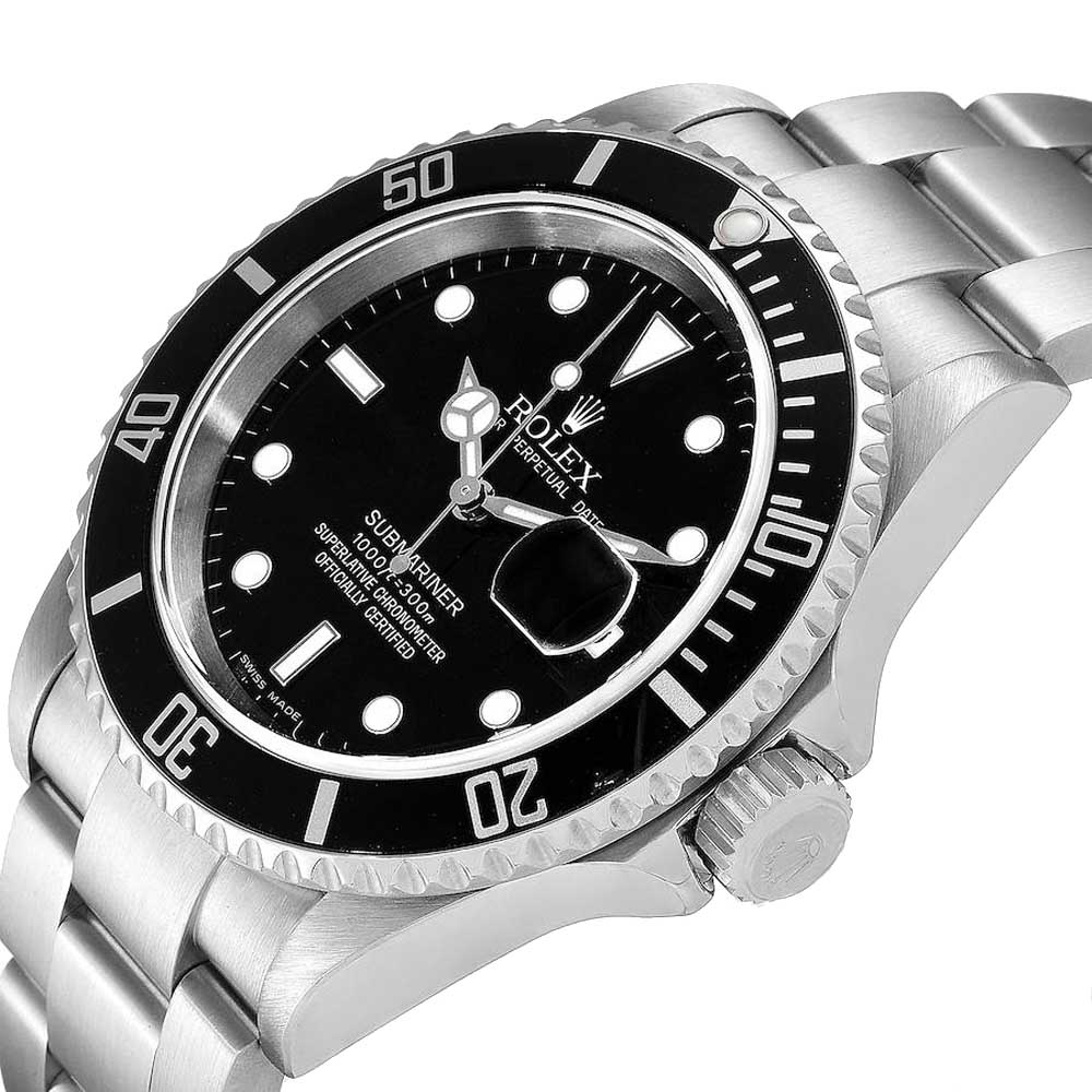 Rolex Black Stainless Steel Submariner 16610 Men's Wristwatch 40 MM