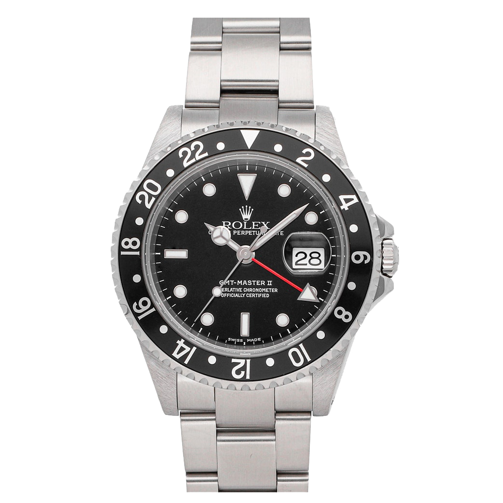 Rolex Black Stainless Steel GMT-Master II 16710LN Men's Wristwatch 40 MM