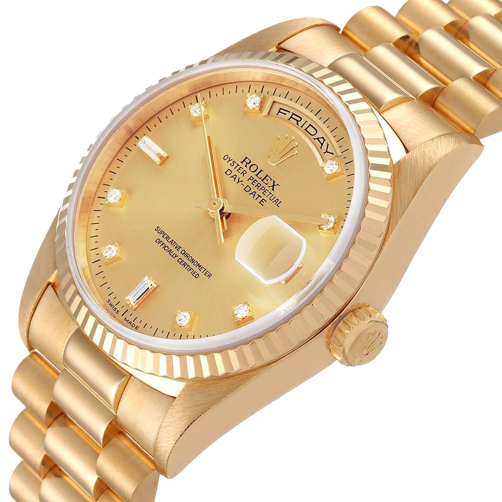 Rolex Champagne 18K Yellow Gold Diamond President Day-Date 18238 Men's Wristwatch
Rolex Champagne 18K Yellow Gold Diamond President Day-Date 18238 Men's Wristwatch