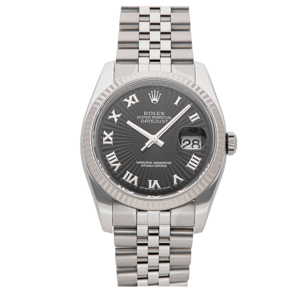 Rolex Black Stainless Steel Datejust 116234 Men's Wristwatch 36MM