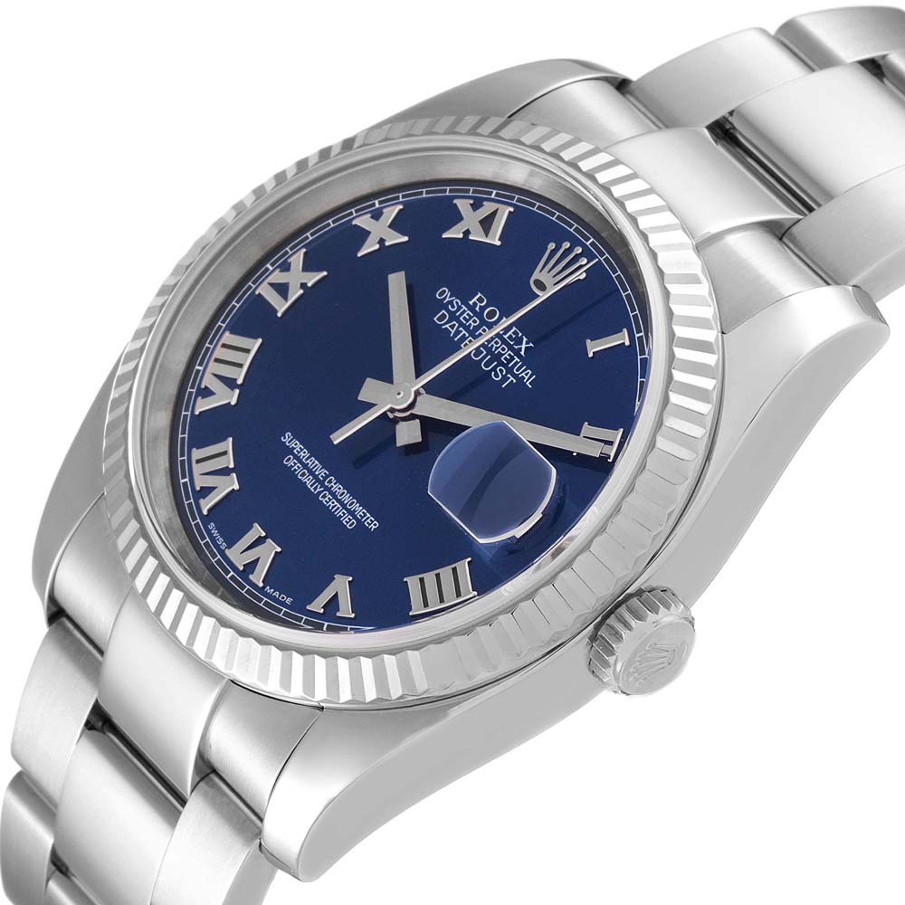Rolex Blue 18K White Gold And Stainless Steel Datejust 116234 Men's Wristwatch 36 MM
Rolex Blue 18K White Gold And Stainless Steel Datejust 116234 Men's Wristwatch 36 MM
