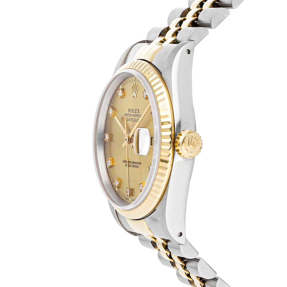 Rolex Champagne Diamond Yellow Gold and Stainless Steel Datejust Men's Wristwatch 36 mm
Rolex Champagne Diamond Yellow Gold and Stainless Steel Datejust Men's Wristwatch 36 mm