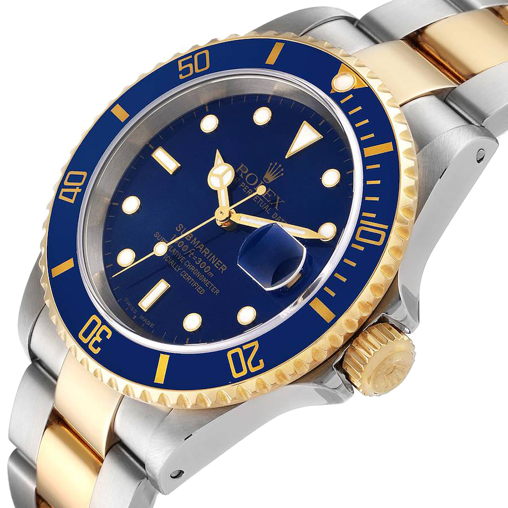 Rolex Blue 18K Yellow Gold And Stainless Steel Submariner 16613 Men's Wristwatch 40 MM
Rolex Blue 18K Yellow Gold And Stainless Steel Submariner 16613 Men's Wristwatch 40 MM