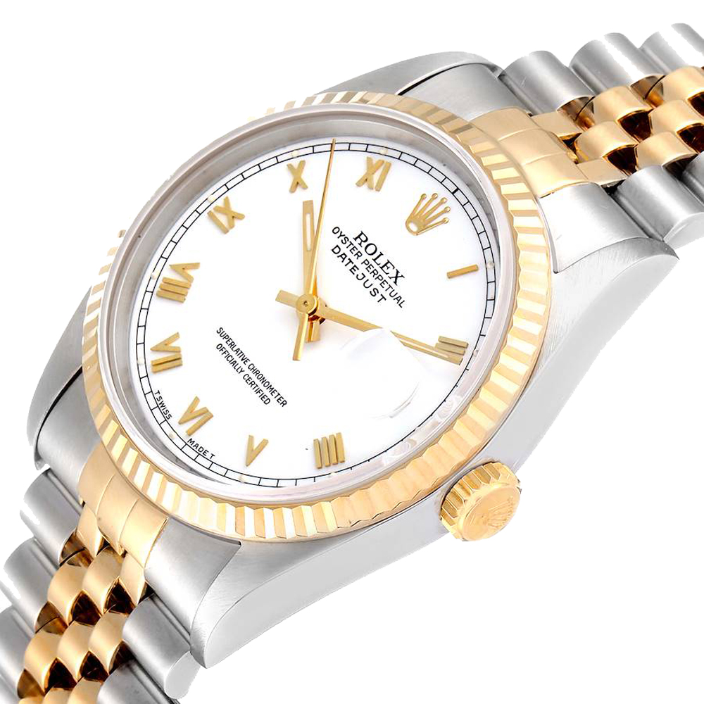 Rolex White 18K Yellow Gold Stainless Steel Datejust 16233 Men's Wristwatch
Rolex White 18K Yellow Gold Stainless Steel Datejust 16233 Men's Wristwatch